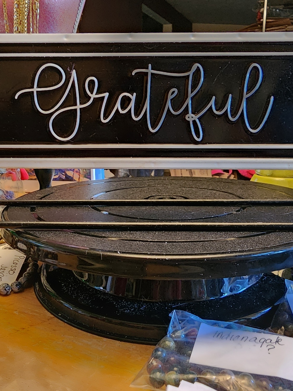 Grateful Script Wall Sign - Black & White